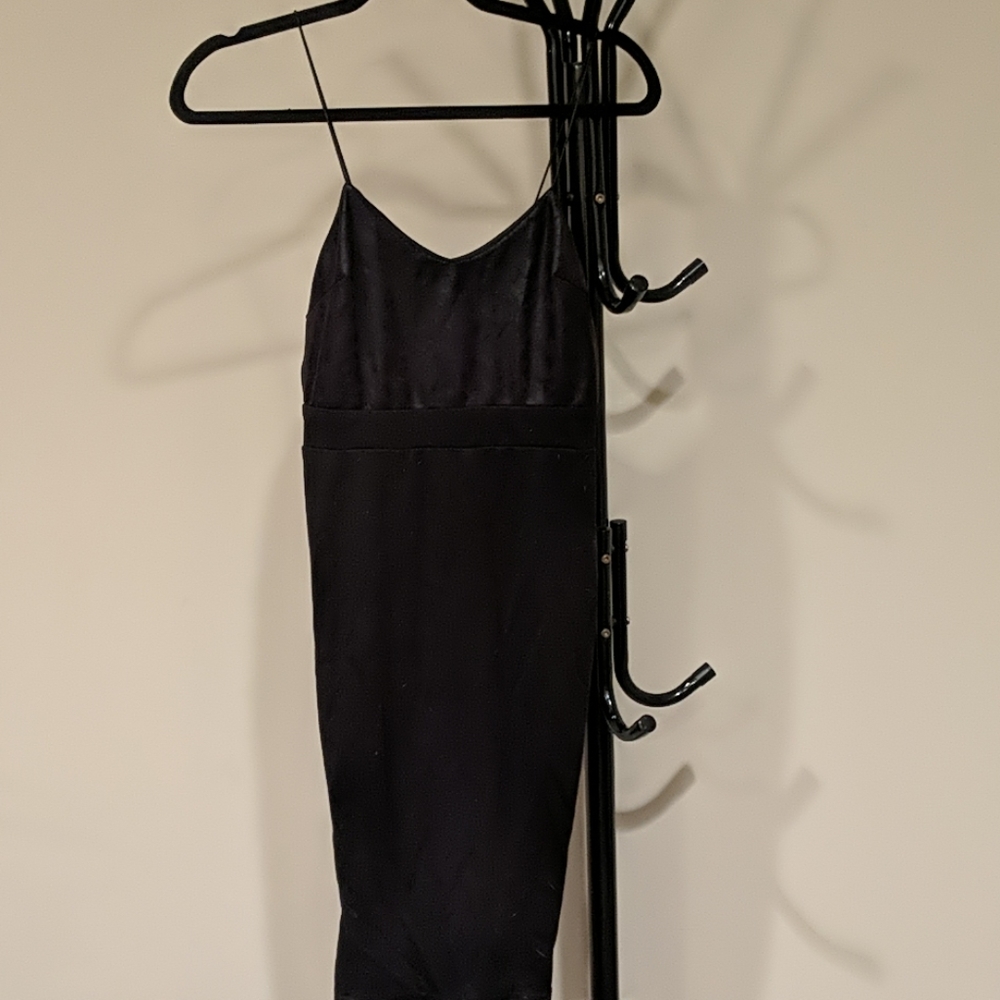 AX faux leather and knit spaghetti strap dress, 4